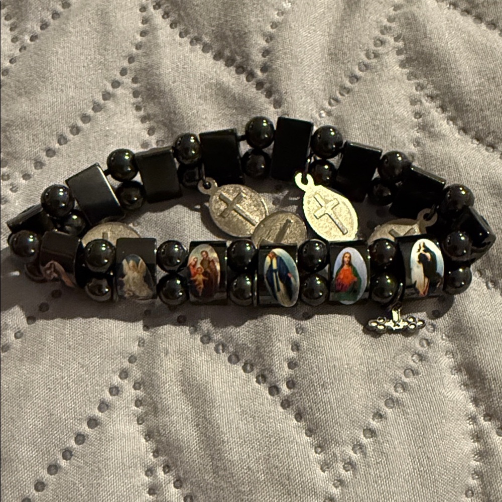 Black Religious Beaded Bracelet